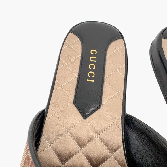 Gucci Yankees GG Mule Slipper Size 36 US 6 Beige Monogram Canvas Flat Loafer MLB - Picture 7 of 15